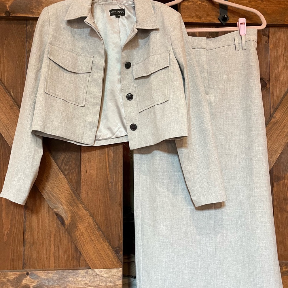 LOFT Heather Jacket and long Pencil Skirt